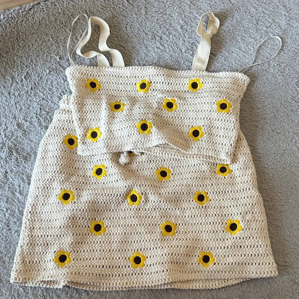 Zara Cream Crochet Top and Crochet Skirt - Picture 1 of 5